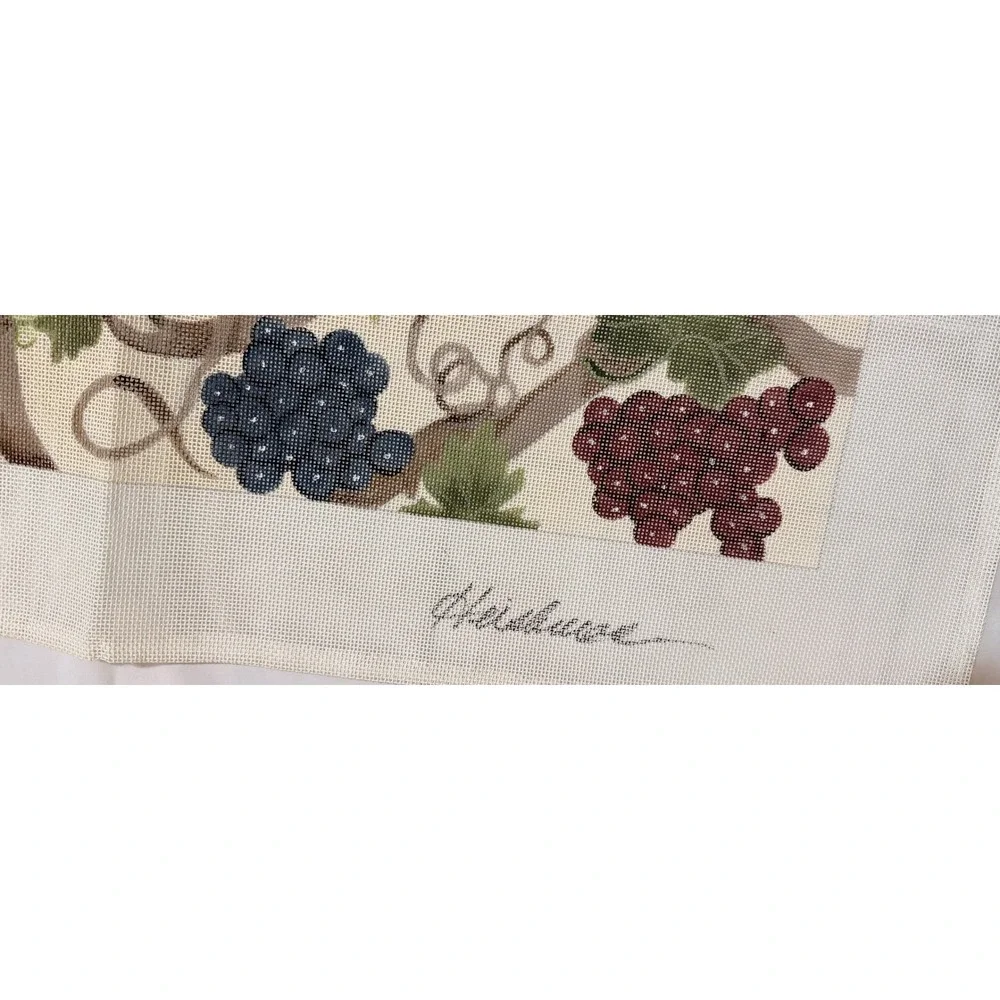 Vintage Heishman Oversized Fruit Grapevine Hand Painted Needlepoint Canvas 1990s